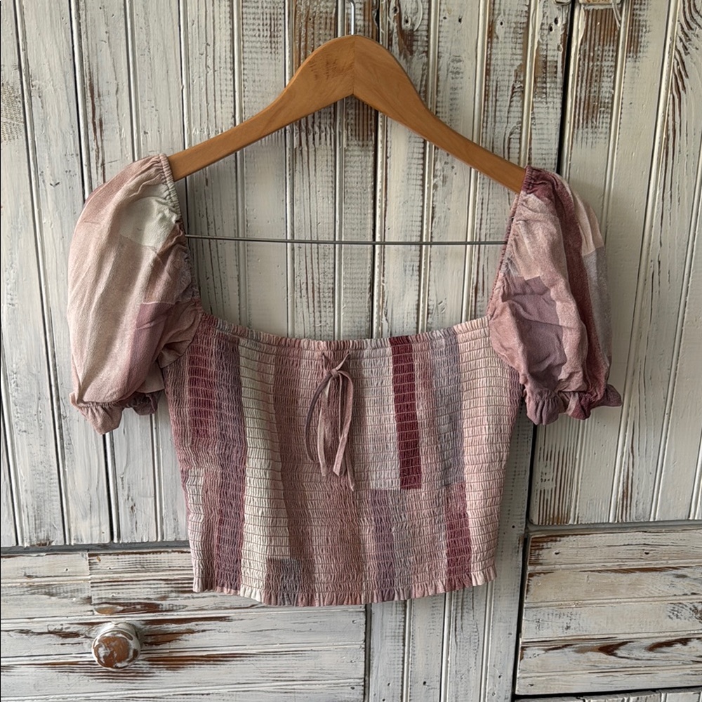 Wilfred Pink Puff Sleeve Crop Top